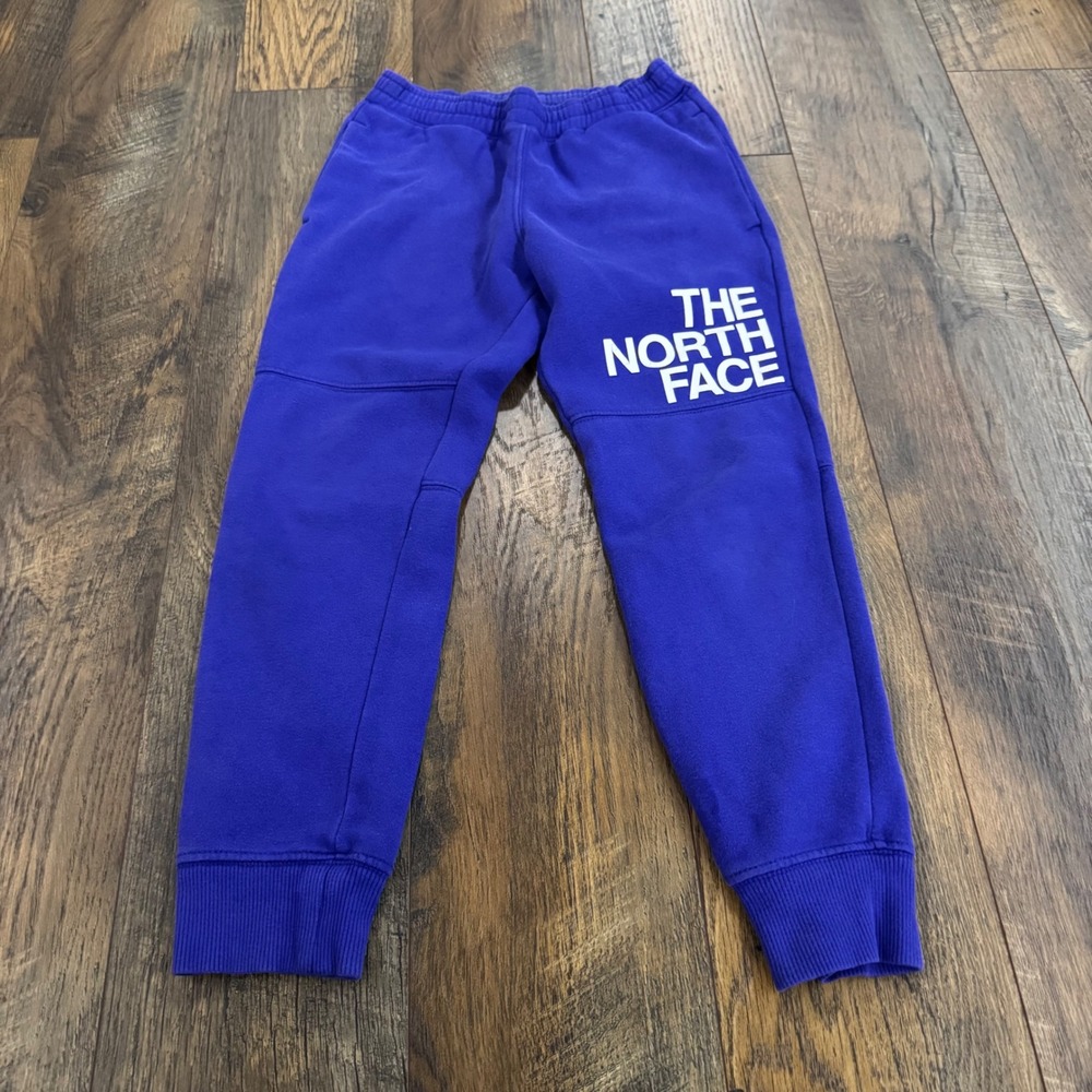 The North Face Teen Boys Purple Fleece Jogger Sweatpants Size S 7/8 Logo Pants